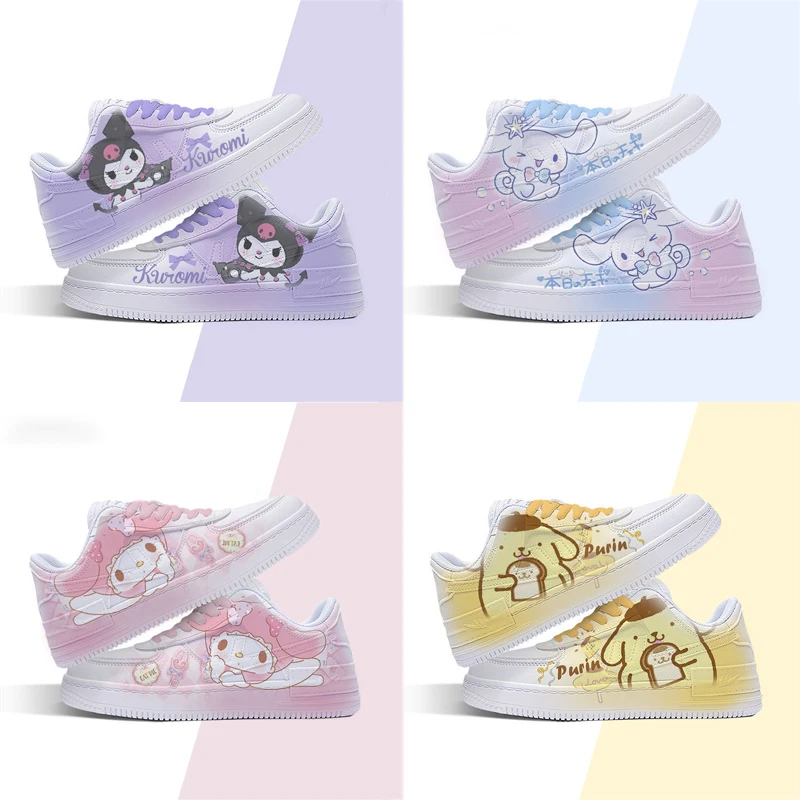 

Cute Kawaii Sanrioed Kuromi Mymelody Cinnamoroll Hellokitty Student Girl Small White Shoes Low Top Casual Sports Shoes Gift