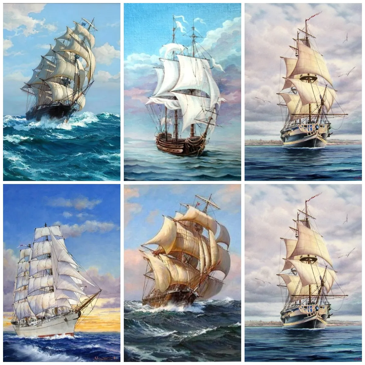 

5D DIY Diamond Painting Ship Sailboat Corss Stitch Kit Full Drill Round Embroidery Mosaic Art Picture of Rhinestones Decor Gift