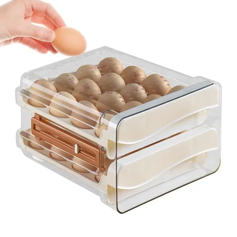 

Egg Holder For Refrigerator 2 Layers Egg Dispenser And Holder With Time Scale 32 Or 40 Capacity Egg Container For Refrigerator