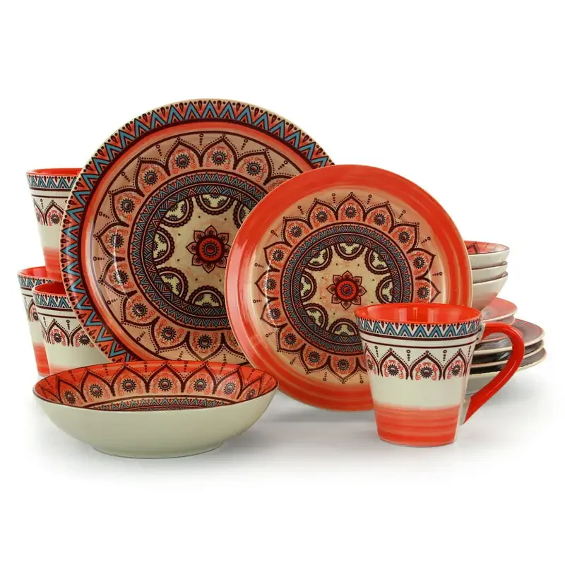

Zen Rust Mozaik 16 Piece Dinnerware Set Health and Safety Tableware