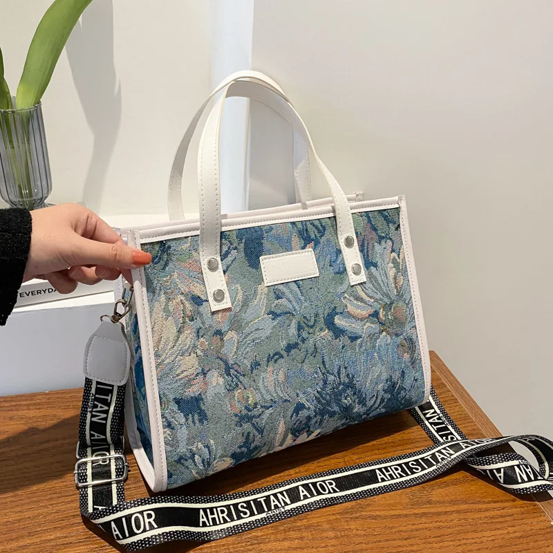 

Oil Painting Flower Pattern Bag Large Capacity Bags for Women New Leather Shoulder Bag Handbag Purses Satchels Bolsa Feminina