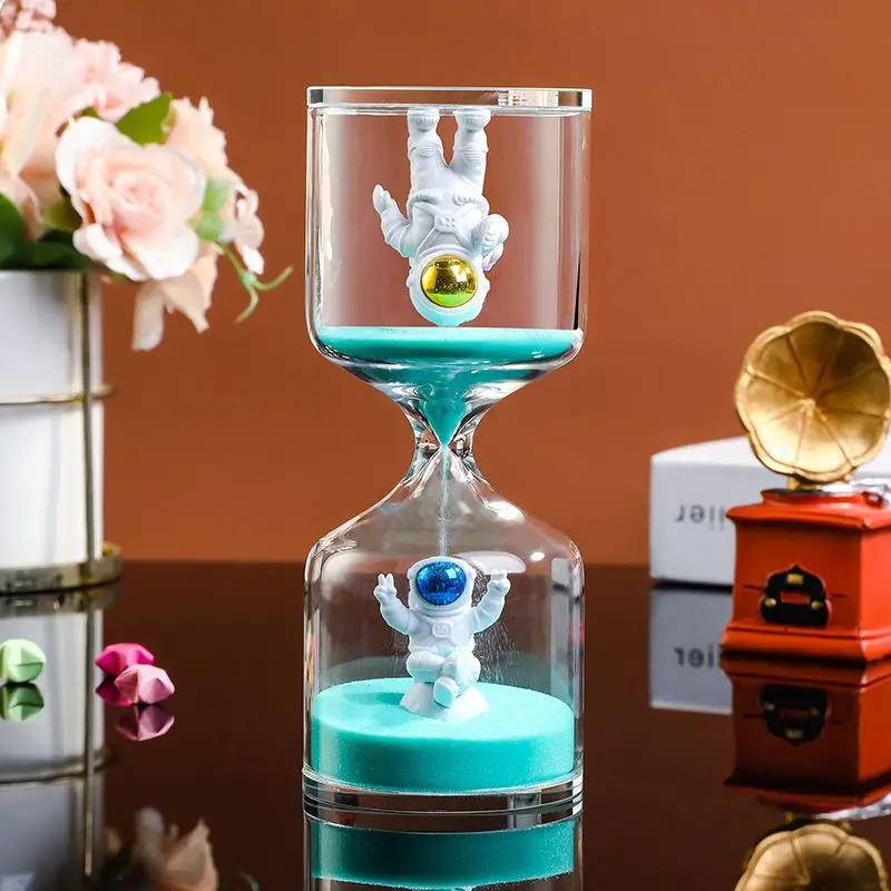 

5/10/30/60 Min Creative Astronaut Sand Clock Hourglass Timer Transparent Glass Gifts As Delicate Home Decorations Pendant