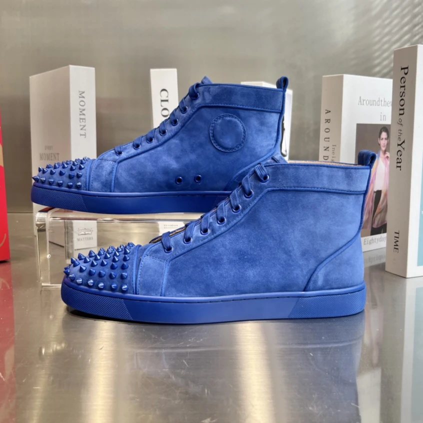 

Top Quality Red Sole Womens Trendy Casual Shoes 35-48 Luxury Mens Real Leather Sneakers Designr Couple Rock Tide Shoes HJ0784