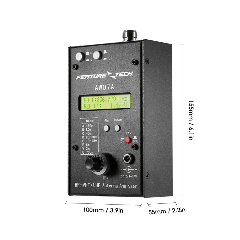 

English verison HF +UV AW07A HF/VHF/UHF 160M 490Mhz Impedance SWR Antenna Analyzer Shortwave Ham Radio + English Manual
