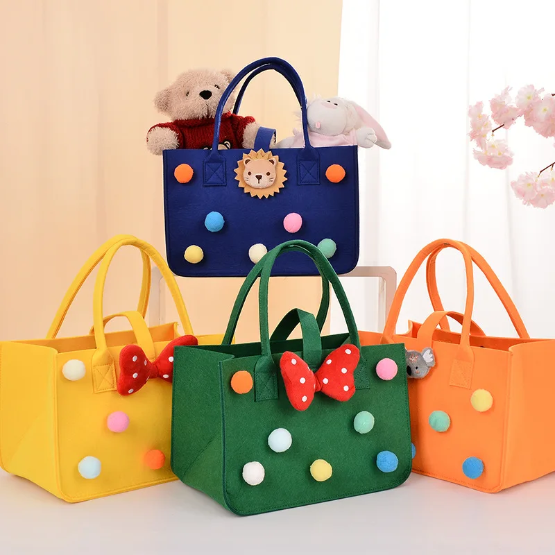 

Сумка-тоут детская фетровая, Модный органайзер для хранения и покупки в мультяшном стиле с изображением полнолунного человека