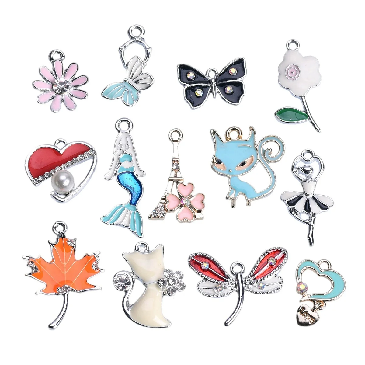 5pcs Enamel Metal Loose Dangle Drop Pendants Beads Charms For Jewelry Making Earring Bracelet DIY Findings