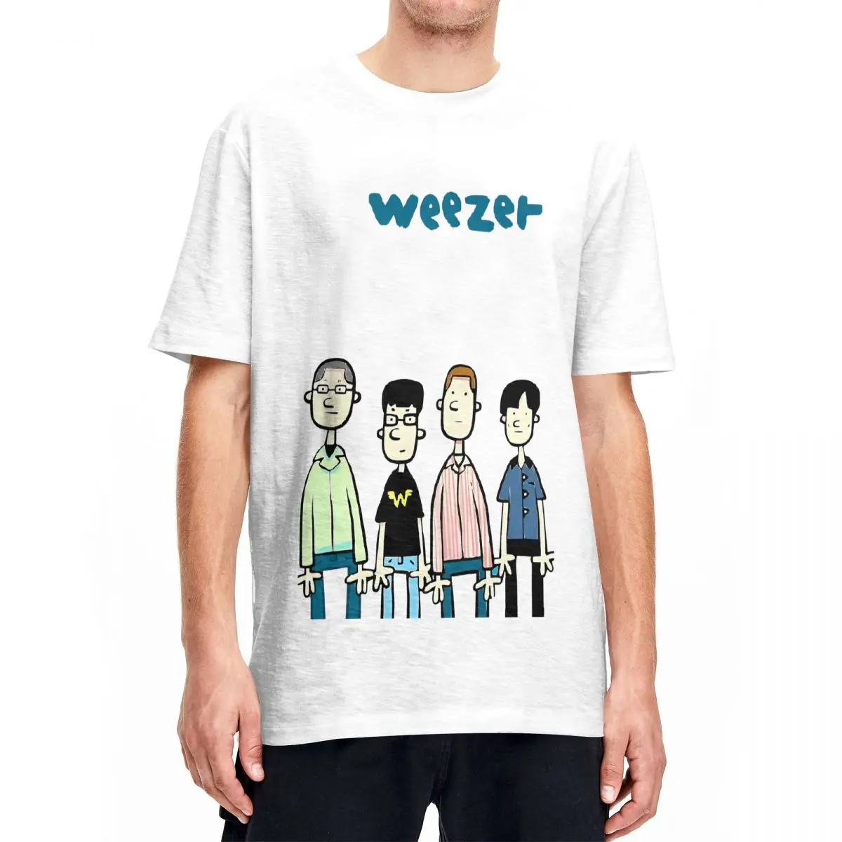 Футболка WEEZER для мужчин и женщин винтажная футболка из чистого хлопка с круглым