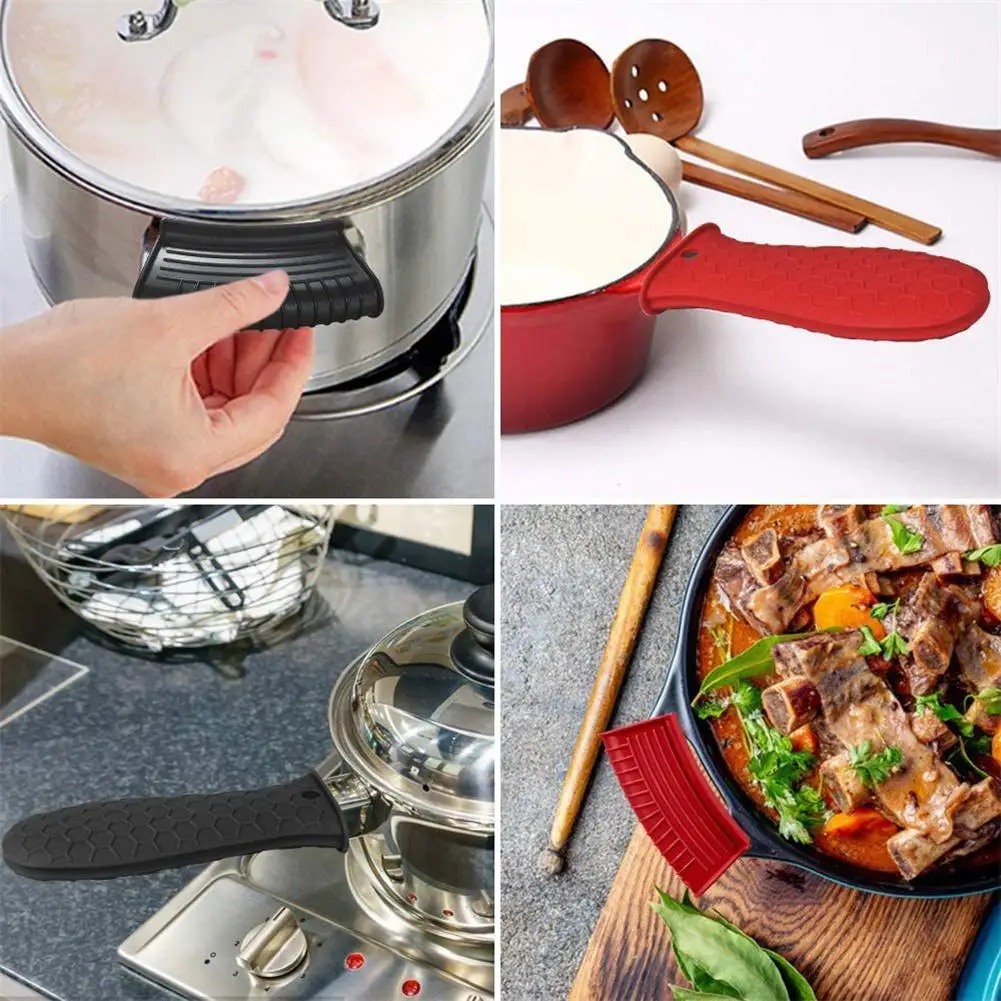 

13.5cm Silicone Pot Handle Sleeve Assist Handle Holder Set Non Slip Good Heat Insulation For Frying Pans Milk Pans Wok Pans