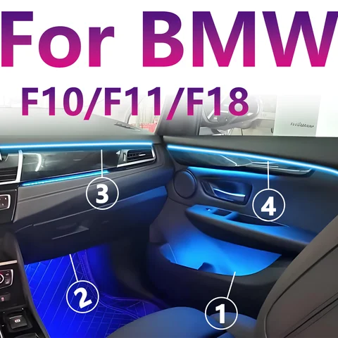 Для BMW F10/F11/F18 декоративная атмосферная лампа 64/128 цветов RGB симфония автомобиля 18-дюймовый окружающий свет интерьерная акриловая светодиодная лента