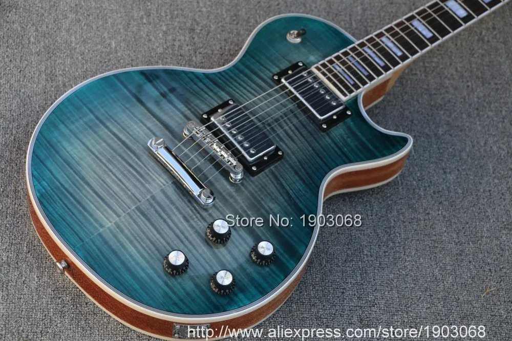 2022 line up custom blue tiger flame top electric guitar High quality mahogany body Chrome hardware free shipping | Спорт и