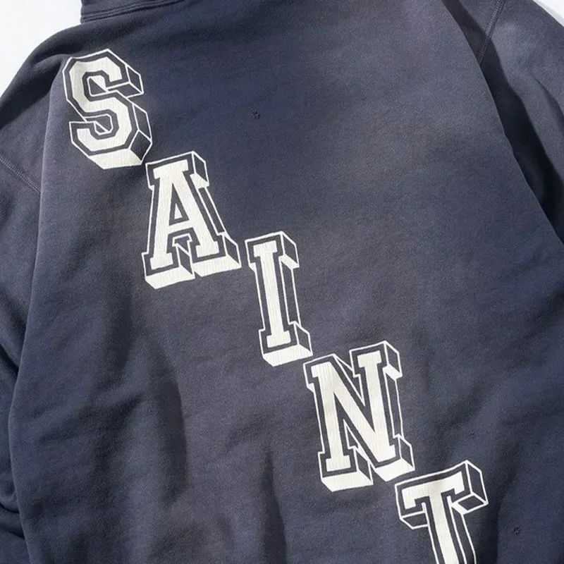 Толстовка Мужская/Женская хлопковая с принтом трещин и букв