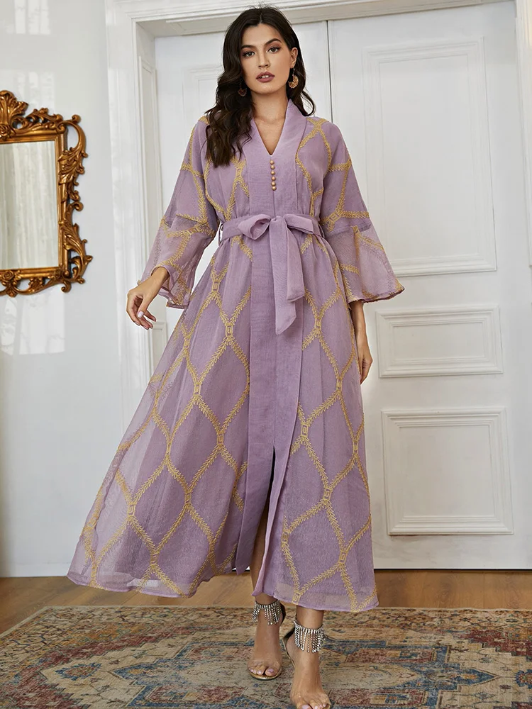 

TOLEEN Women Luxury Elegant Maxi Long Dress 2022 Summer Casual Belt Embroidery Arabic Turkey African Party Evening Robe Vestidos