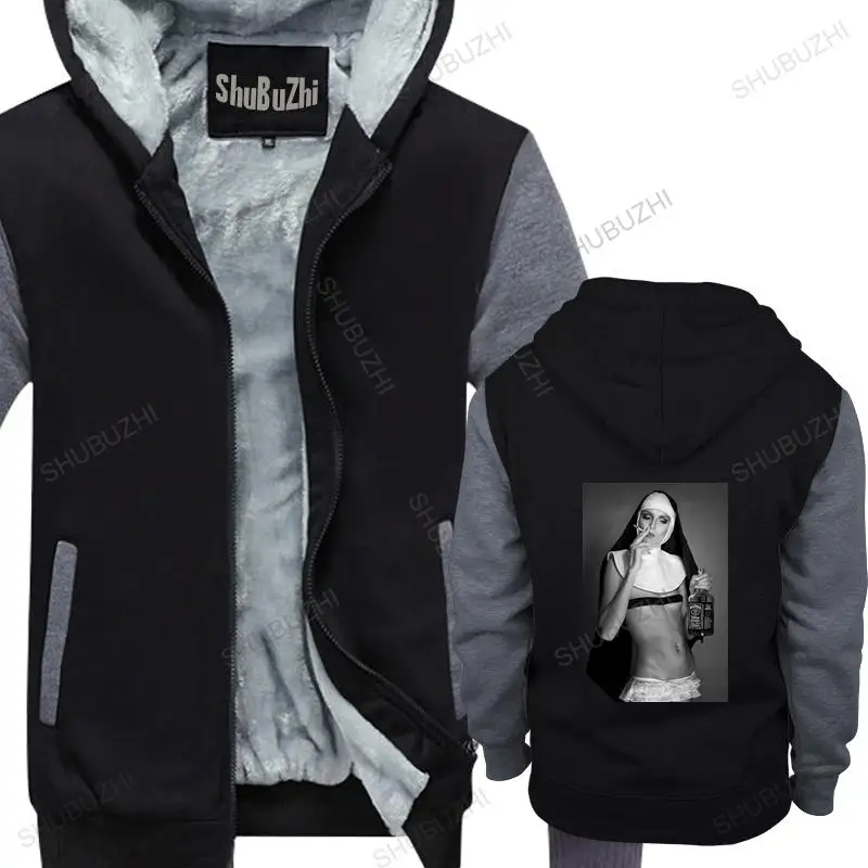 

new arrived men hoodies winter Nun Smoking & Drinking jacket Funny Cool Designer cotton fleece jacket for man
