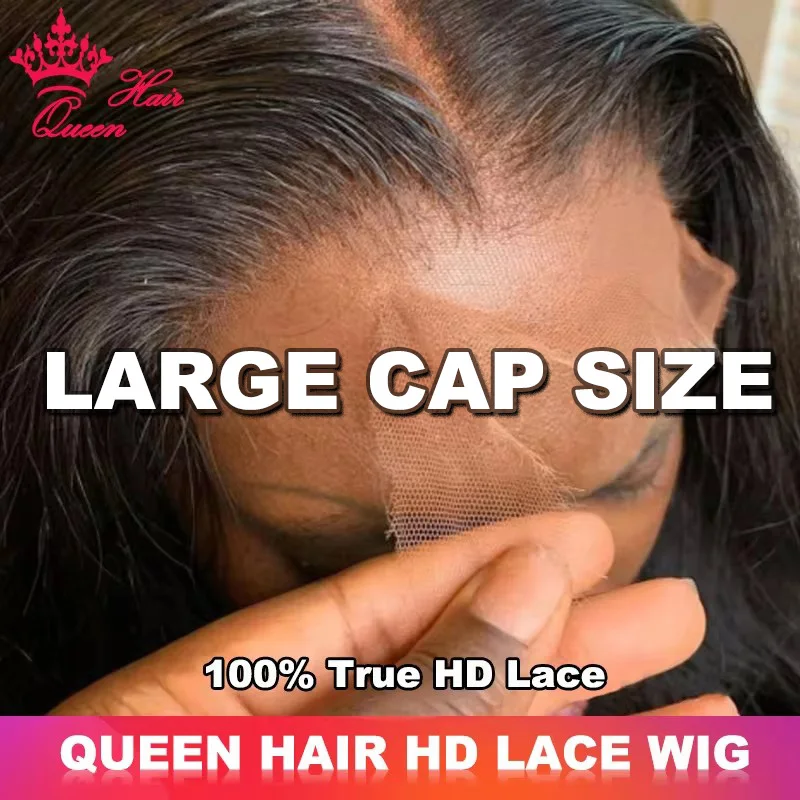 Фото Large Cap Size Wig Queen Hair Real HD Lace Wig Raw Human Hair FULL Frontal Closure HD Melt Skin Lace Wig Straight / Body Wave №1