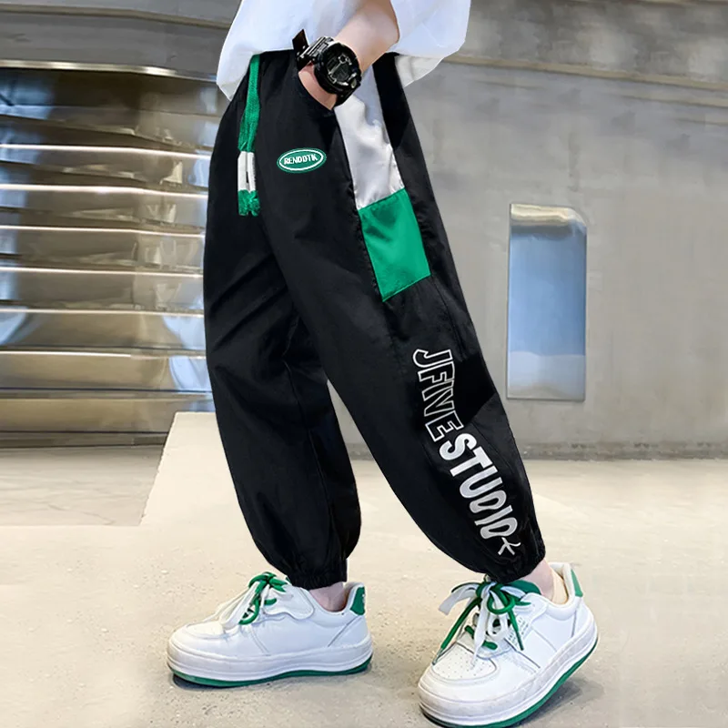 

Boys Kids Summer Anti Mosquito Pants Ankle Length Sweatpants New Children's Fast Drying Sports Thin Trousers for Teen 8 10 16Yrs