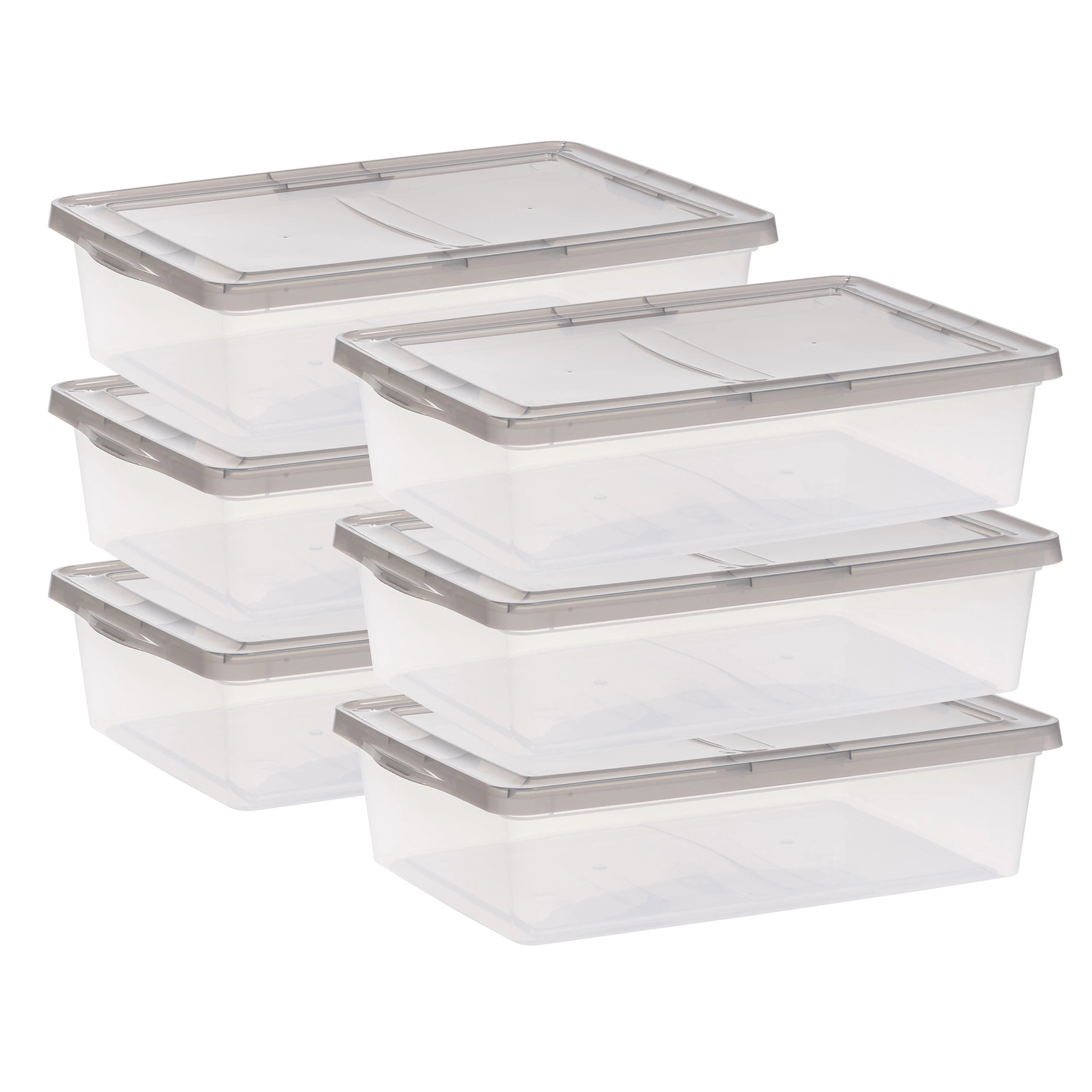 

28 Quart Clear Under Bed Plastic Storage Box, Gray, Set of 6