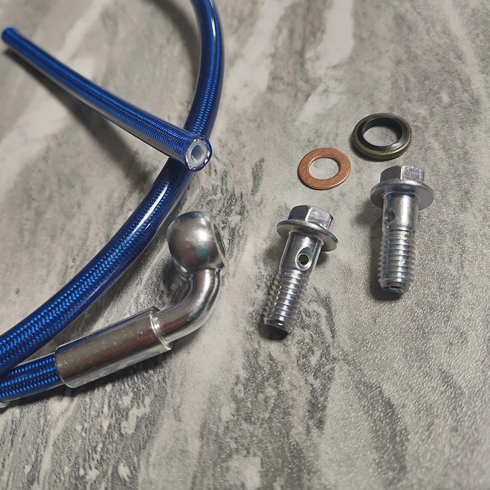 Синий 90-90 градусов мотоцикл Байк Плетеная линия Тормозной шланг Сцепление