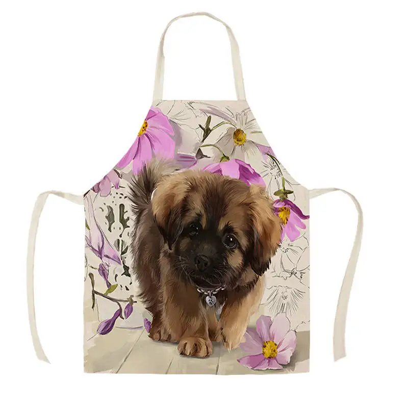 Кухонный Фартук с рисунком собаки фартук без рукавов из хлопка и льна для мужчин