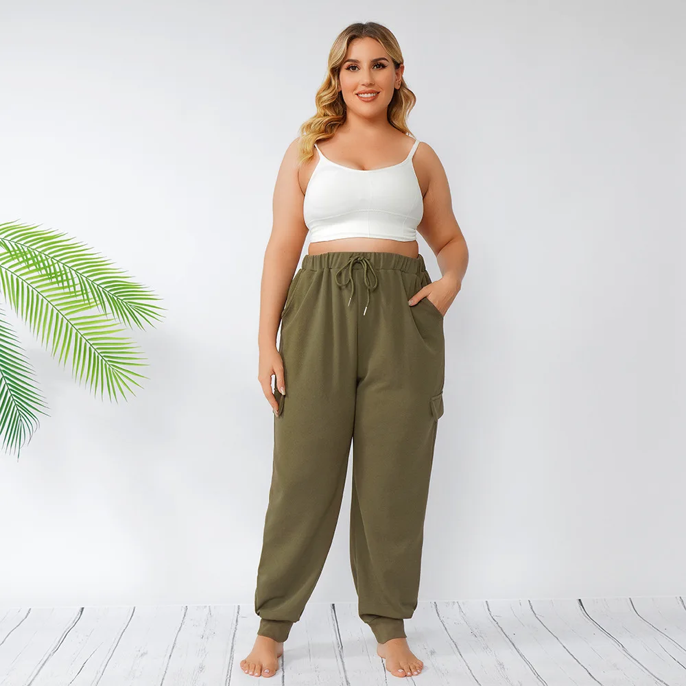 

Fashion Plus Size Drawstring Casual Pants High Waist Harem Pants Street Large Size Casual Pants Commuter Summer 2022 New