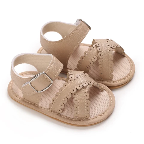 Сандалии для новорожденных 0-18 месяцев, милые Босоножки с открытым носком, мягкая резиновая подошва, Нескользящие, обувь для первых прогулок