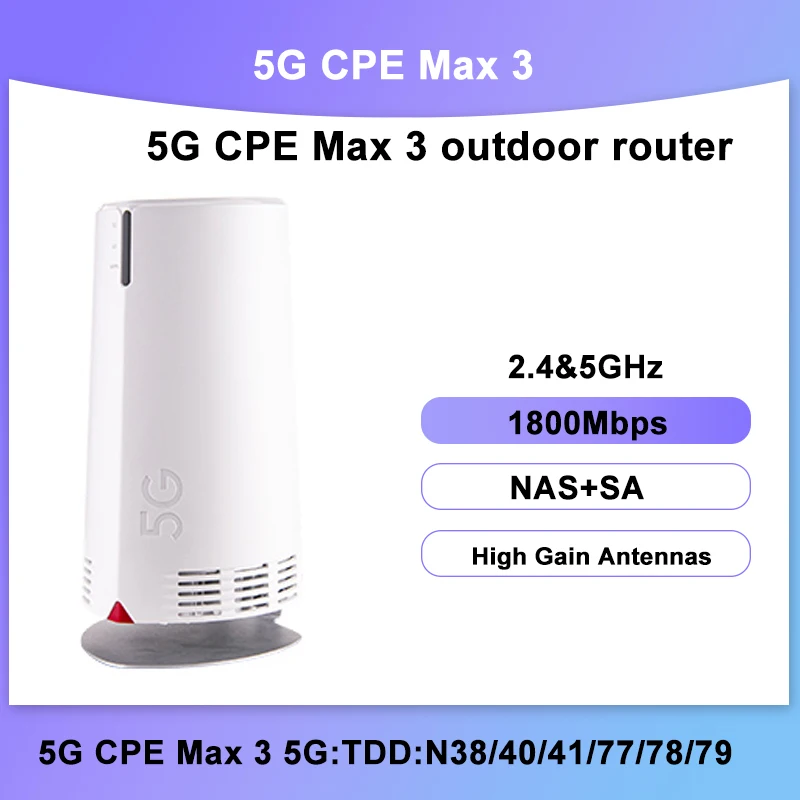 New Unlocked 5G CPE Max 3 Outdoor router CPE mesh wifi 6 NSA+SA 5g wifi extender router 5g sim card antenna gain support RJ45