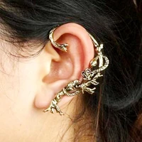 punk gothic style cubic zirconia fashion earrings personality dark snake winding vine ear hook alloy retro party western jewelry