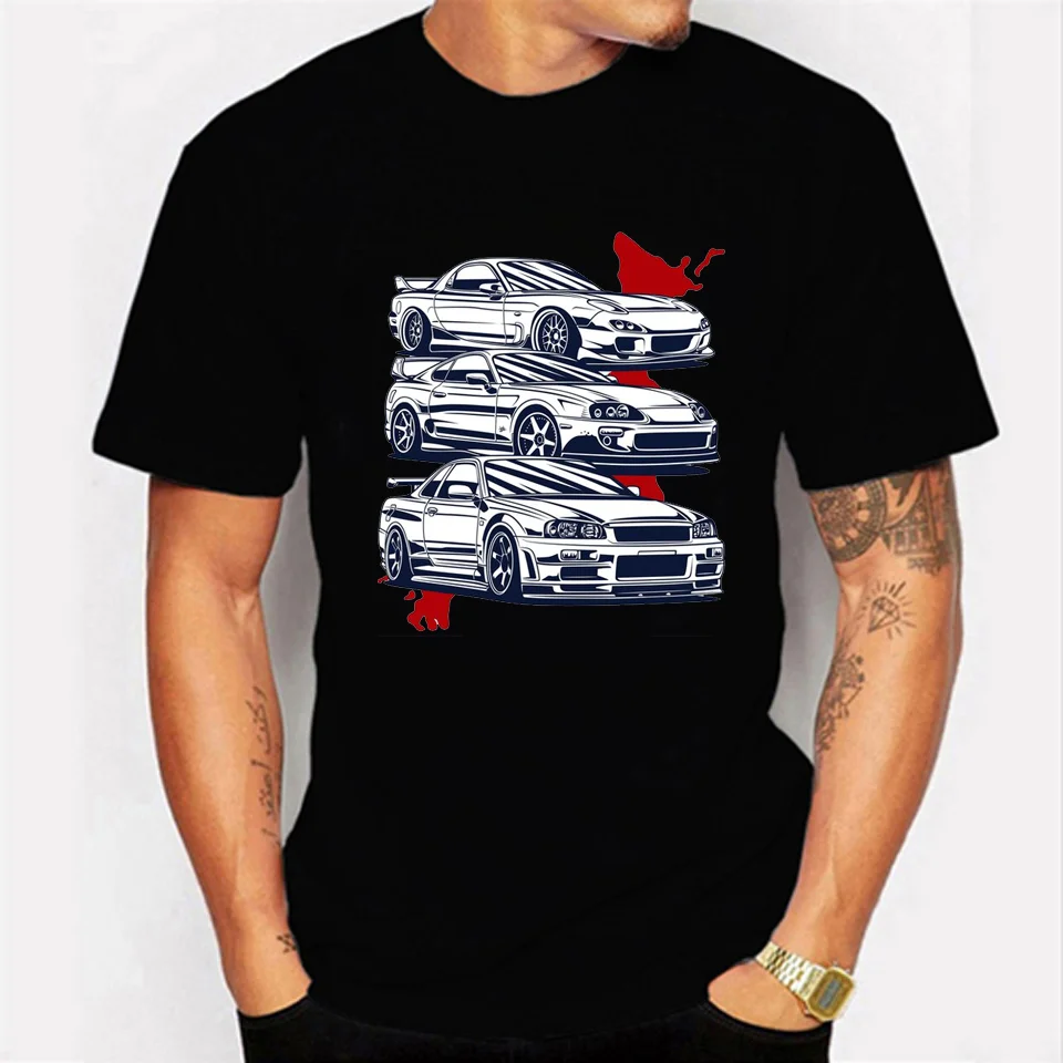 

Japanese Anime Initial D T Shirt Men RX7 Graphic Tees Cool Funny Unisex Initial D Cool Car Cartoon T-shirt Male