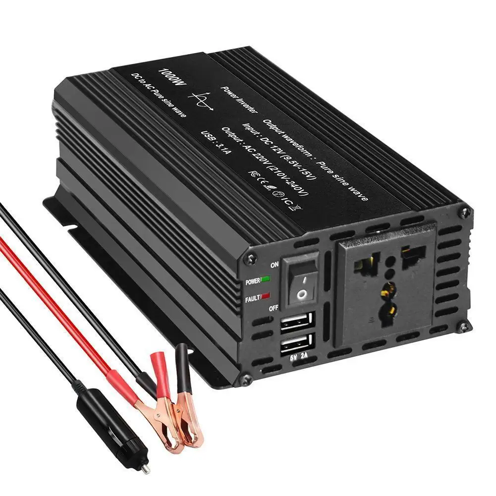 

Pure Sine Wave 1000W 1500W 2200W DC 12V-220V Rate Power 3.1A Plug Power Inverter USB Car Adapter Dual Charging Converter Pe S8O8