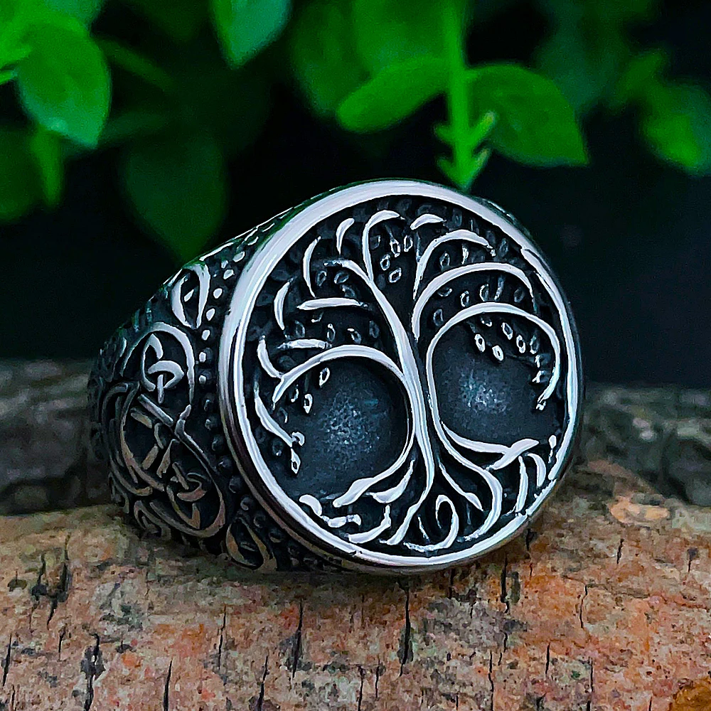 

Norse Viking Tree of Life Ring For Men Vintage Odin Yggdrasil Rings Stainless Steel Viking Celtic Ring Amulet Jewelry Wholesale