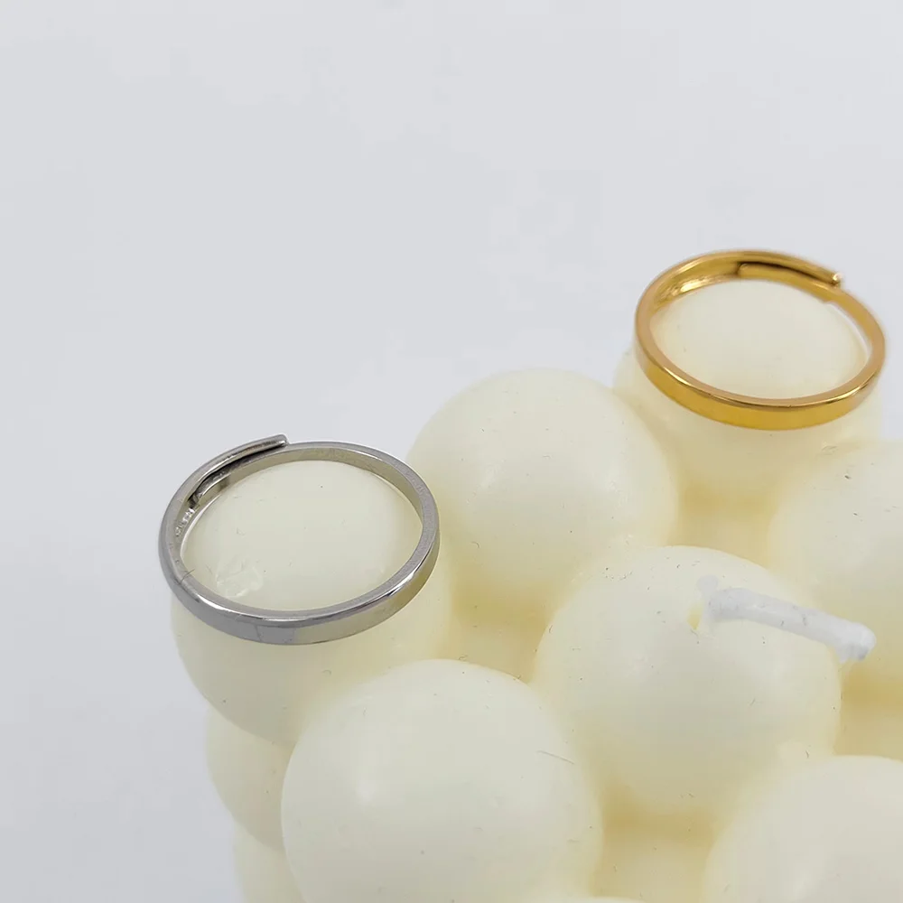 

Adjustable Polished Wide Thin Gold Color Rings Titanium Steel Geometric Rings for Women Round Circle Minimalist Ring New