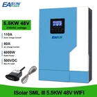 5500W MPPT Pure Sine Wave 110A 500VDC Soalr Inverter PV Input  220VAC 48VDC 5.5KW Hybrid Inverter With WiFI Lithium Battery