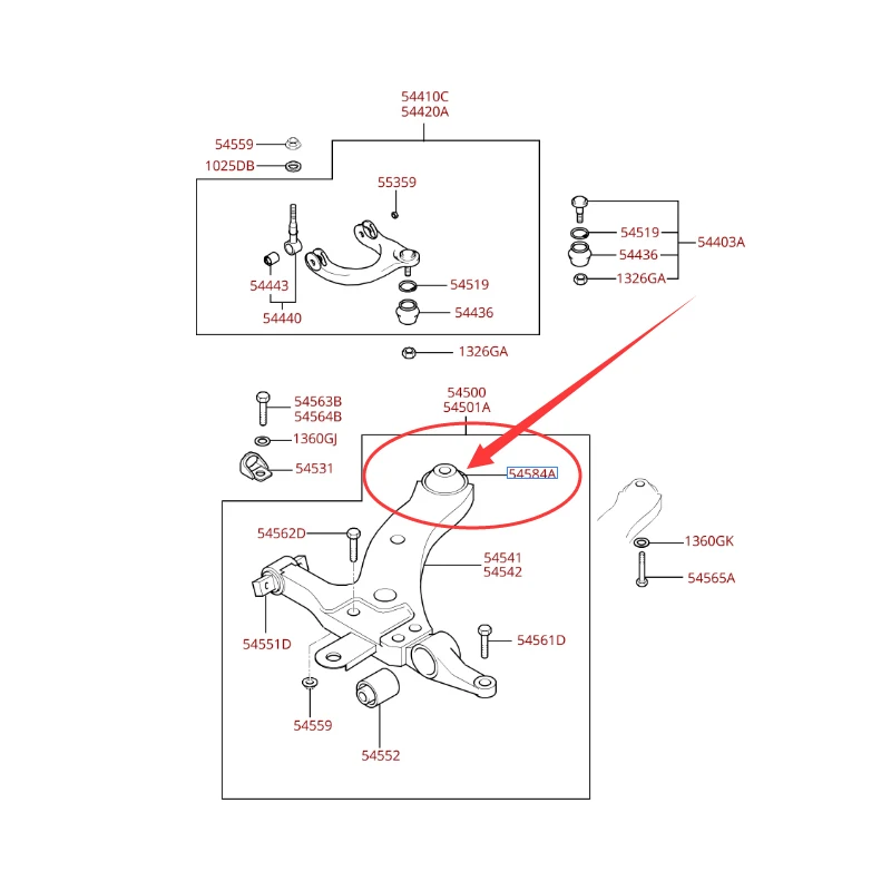 Втулка рычага управления подвеской для Hyundai Grandeur Sonata XG Kia Optima OEM 54584-38610 резиновая