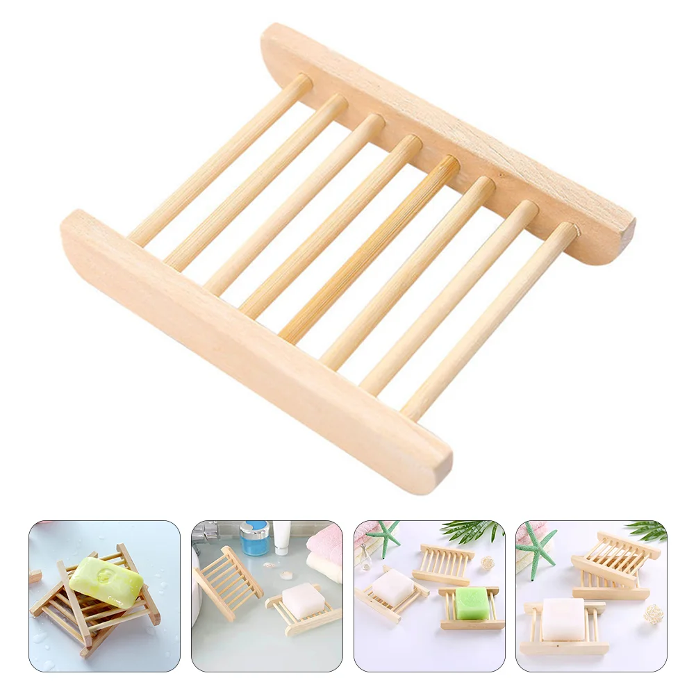 

6Pcs Soap Dish Tray Wooden Bar Soap Holder Tray Bathroom Sink Shower Organizer