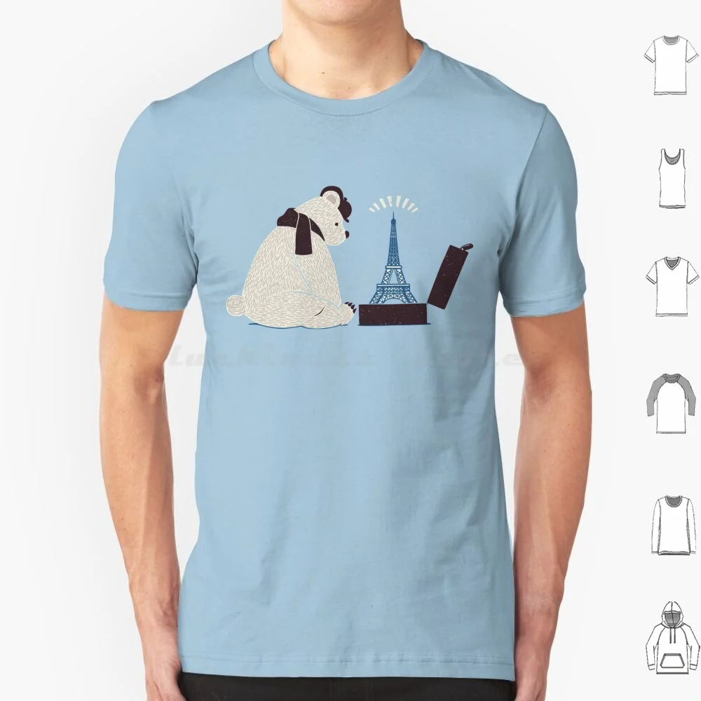 Футболка из хлопка с изображением Эйфелевой башни медведя Парижа 6Xl