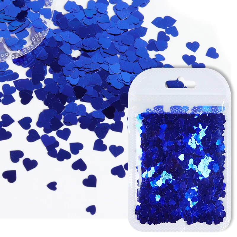 

Valentines Heart Royal Blue Nail Sequins Shining Mixed Size 3D Sweet Love Glitter Flakes For DIY Polish Gel Nail Art Decorations