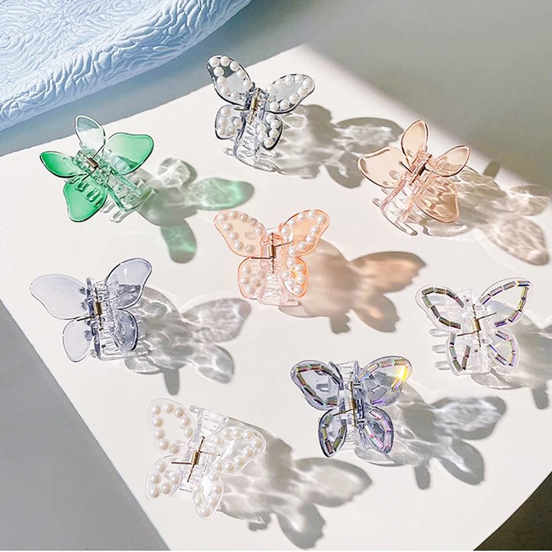 

Chic Butterfly Mini Hair Clip Women Girls Sweet Acrylic Pearl Crystal Rhinestone Hair Claw Crab Shark Hairpin Haar Klem