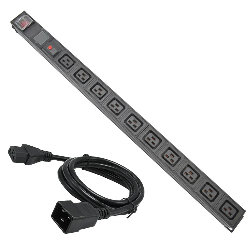 

PDU Power Strip C19 output Multiple SOCKET 10AC socket With current display meter IEC320 C14 port with 16A overload protection