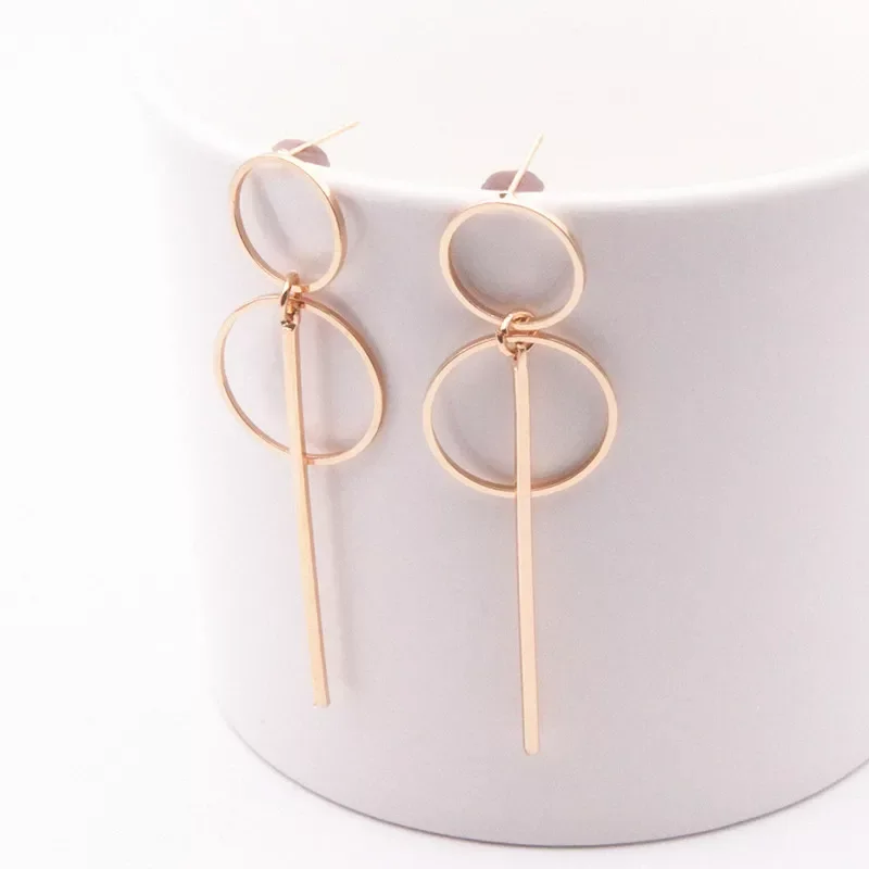 

2019 Fashion Earrings Punk Simple Gold Silver Color Long Section Tassel Pendant Size Circle Earrings For Ladies Gifts Wholesale