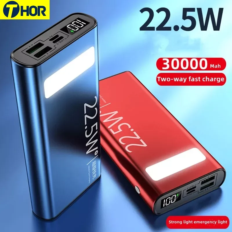 

2023New 30000mAh Power Bank with High Capacity Outdoor Travel Portable Fast Charging 100000mAh Poverbank for Xiaomi Samsung IPho