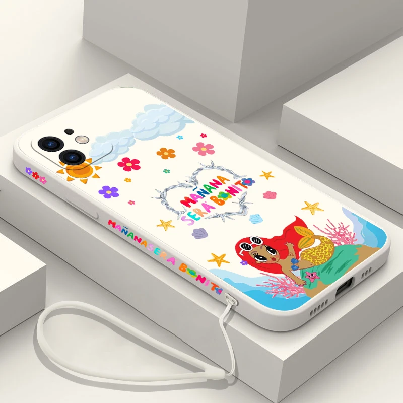 Karol G Manana Sera Bonito Phone Case For iPhone 14 13 12 11 Pro Max Mini X XR XS MAX SE20 8 7 6S Plus Silicone with Hand Strap