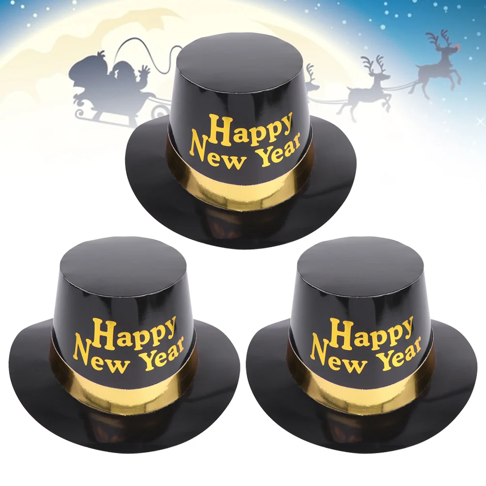 

3pcs Happy New Year Hats New Years Eve Party Hats 2022 Jazz Hats for New Years Eve Party Photobooth Props
