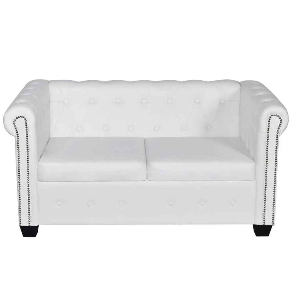 

Chesterfield, 2-местный, искусственная кожа, белый цвет