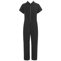 new summer kids boys overall jumpsuit long pants short sleeve lapel zipper solid color overalls children trousers outfits 6 14y