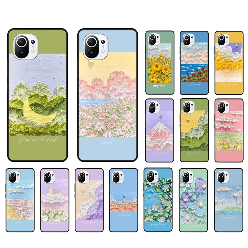 

Flower Cloud Moon Painting Art Phone Case for Xiaomi 12 Mi 10T 11T 11 Pro 10 10T 11 lite 10pro 11Ultra Poco X3 Pro Poco F3 M3