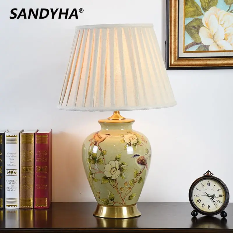 

Modern Simple Retro Ceramic Table Lamp Flower Bird Led Desk Light for Bedroom Bedside Study Night Lighting Home Decor Lamparas