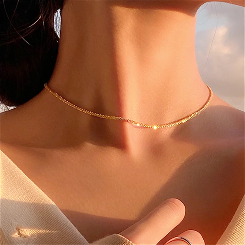 

2021Shining silver star pearl necklace, gift women's high-grade fashion chain, women's simple temperament neck jewelry golden