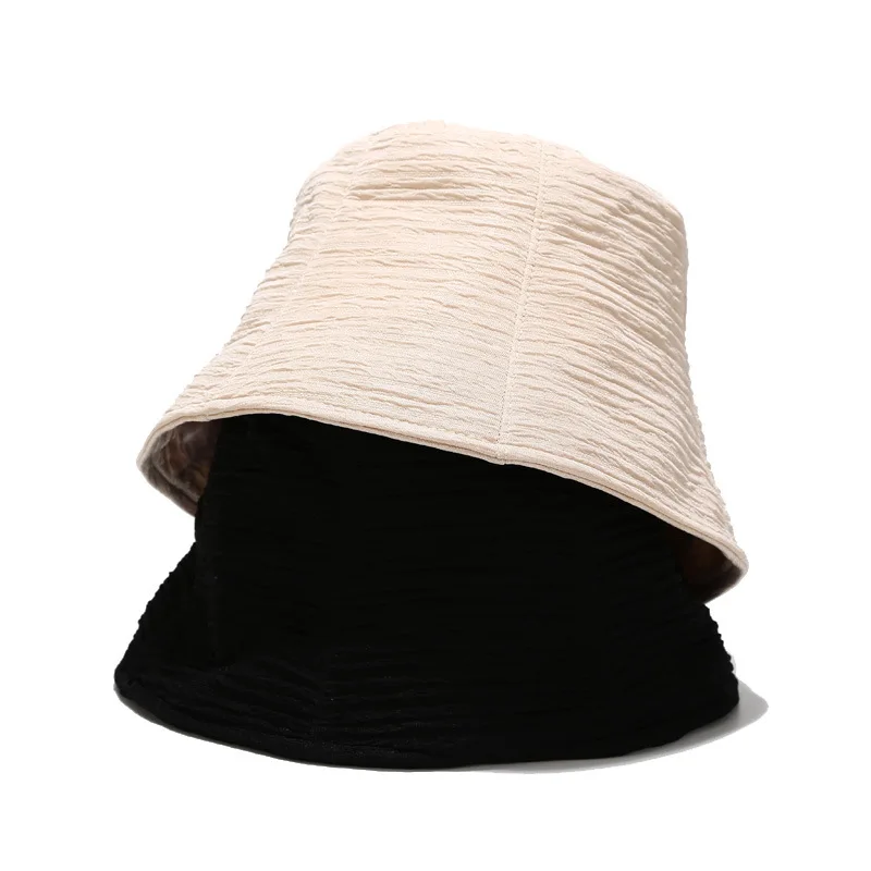 

New Female Chiffon Thin Style Bucket Hats Harajuku Bucket Hat Fishing Outdoor Panama Hip Hop Cap Summer for Fisherman Hat Women