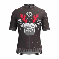 2022 team mens short sleeve pug face christmas cycling jersey