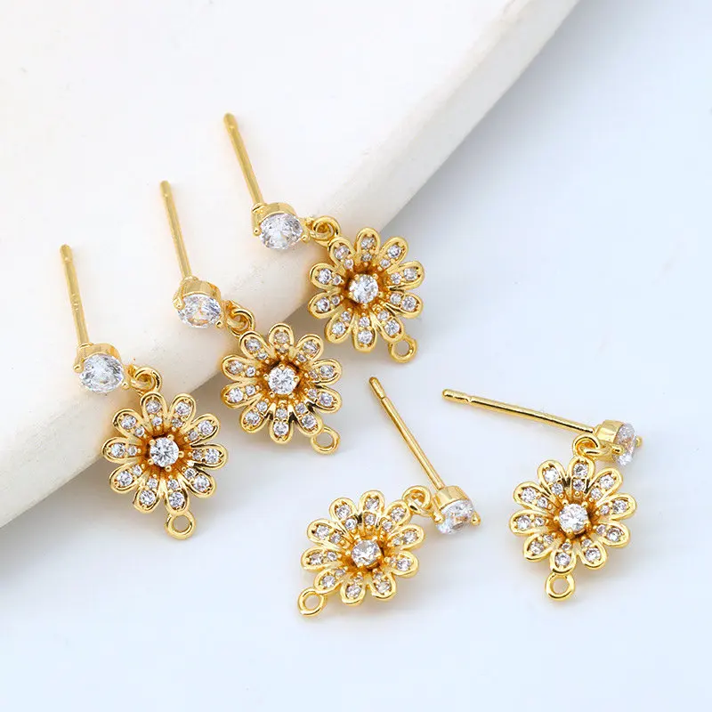 

Латунные серьги-гвоздики с покрытием 24-каратным золотом, 4 шт., 17 мм