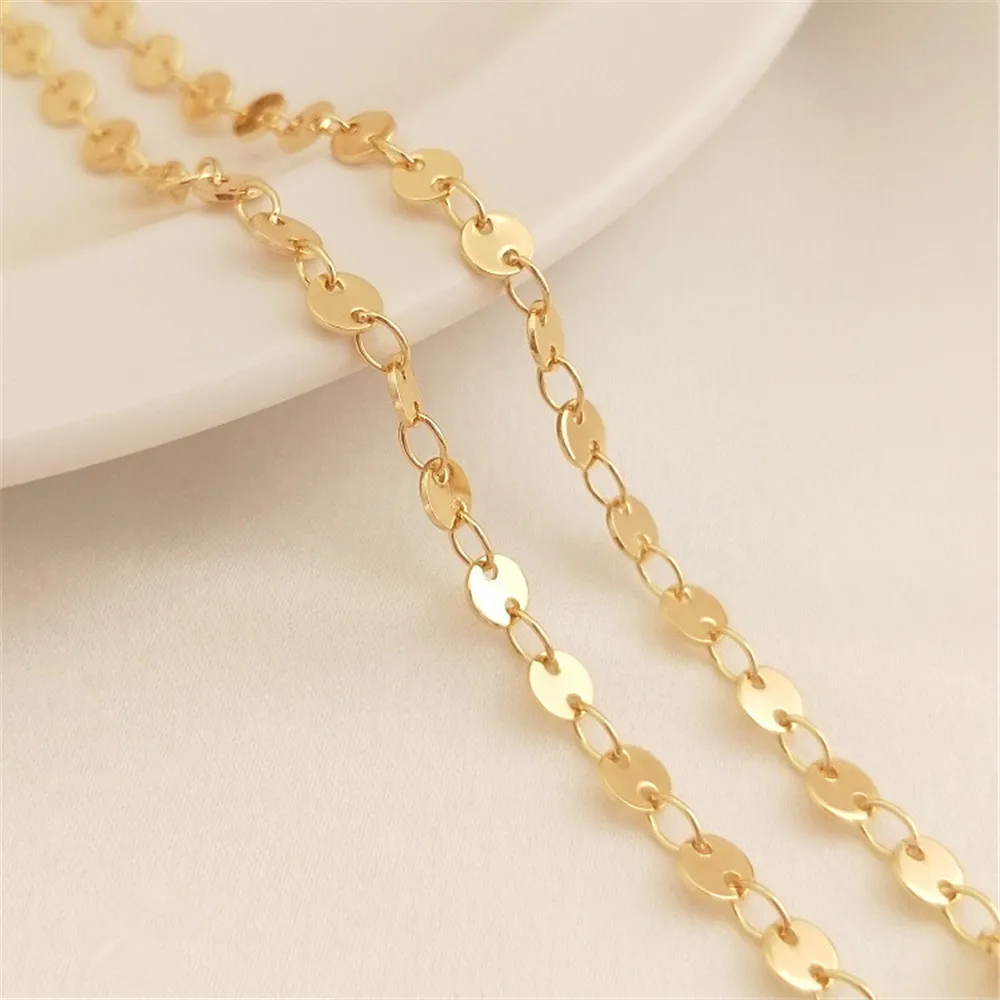 

14K Gold Filled Plated 4mm wafer chain gold chain manual loose chain DIY bracelet necklace accessories materials